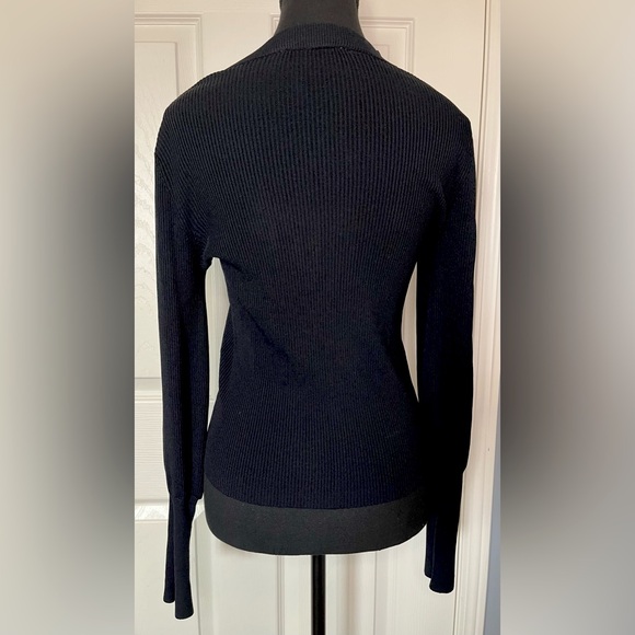 Zara Knit Balloon Sleeve Ribbed Long Sleeve Top Small - Picture 4 of 9